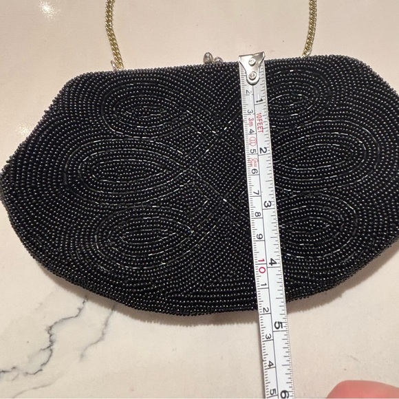 ARTEL MFG MONTREAL Elegant Black Beaded All Over Evening Mine Bag Clutch Chain - Picture 3 of 9